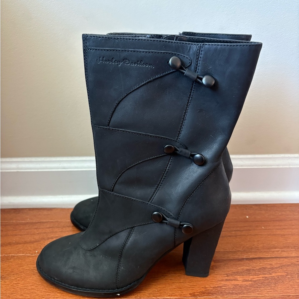 Harley-Davidson Black Mid-Calf Heeled Women's Boots